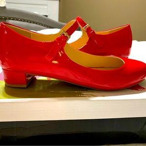 FSJ Red Patent leather Mary Jane round toe Chunky heel